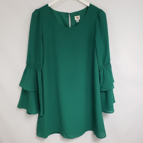 a new day Dresses & Skirts - A New Day Emerald Green Bell Sleeve Popover Dress